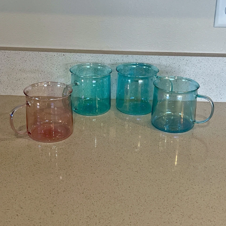 Set Of 4 Iridescent Coffee Mugs, Opalescent Camping Mugs, 3 Blue, 1 Pink, New - Image 2 of 3