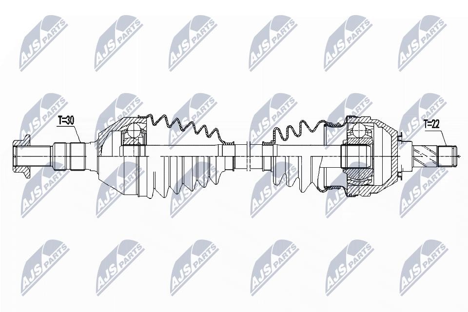 NTY Drive Shaft NPW-PL-081 For Fiat Opel, Left Front Axle, 619 mm