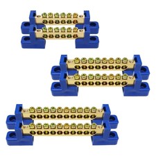 6 PCS Grounding Bus Bar Kit 6/8/10 Position Electrical Ground Brass Wire Block