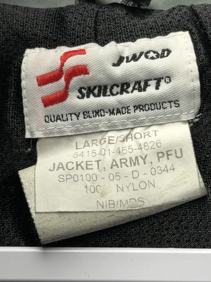 Skilcraft US Army Jacket Mens Large Short Gray Green Nylon Full Zip Vented JWOD - Image 2 of 4