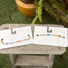 Two Urban Outfitters OU Multi-Colored Flower Beaded Necklaces NWT Boho Friends