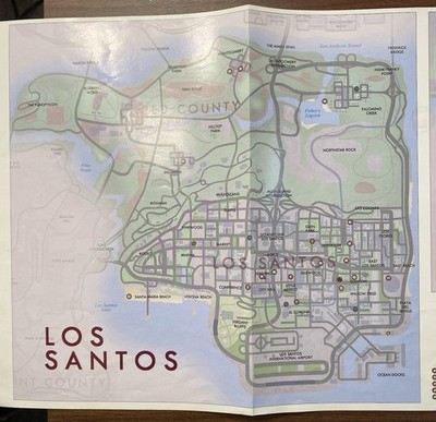 GTA San Andreas Map Poster 38x11 Rare Panoramic Original Rockstar 2004