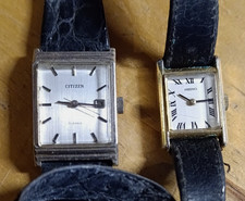 Coppia orologi donna vintage stile 'Tank' Citizen/Seiko - ricambi o restauro