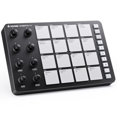 Donner StarryPad Pro Tragbarer MIDI-Controller 16 RGB-Pads Bluetooth 5.0 & USB-C