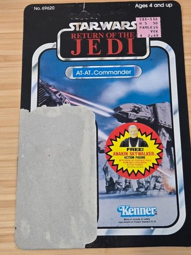 Vintage Star Wars Vintage 1983 ROTJ AT-AT Commander Unpunched Card Back