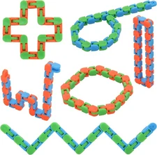 6 Pack 24 Links Wacky Tracks Snap and Click Fidget Toys, Finger Sensory... 