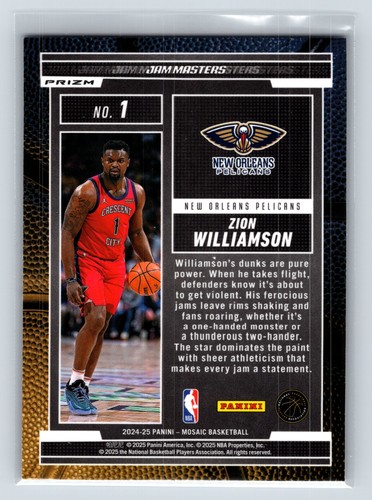 2024-25 Panini Mosaic #1 Zion Williamson Jam Masters Mosaic Green - Picture 2 of 2