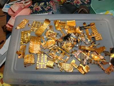 #ad gold ribbons from vintage cellphone keypads for gold recovery $45.00