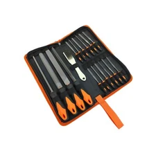 16 PC File Set Steel Alloy Flat/Triangle/Half-round/Round Needle Rubber Handle