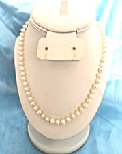 Classic Women's Beaded Necklace Imitation Off White Pearls Goldtone Clasp 17"