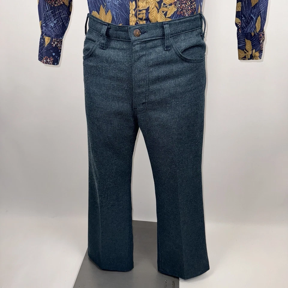 Vintage Levis Pants Polyester Levi's Disco Boogie Nights Blue Mens 36 26 1970s - Image 2 of 4