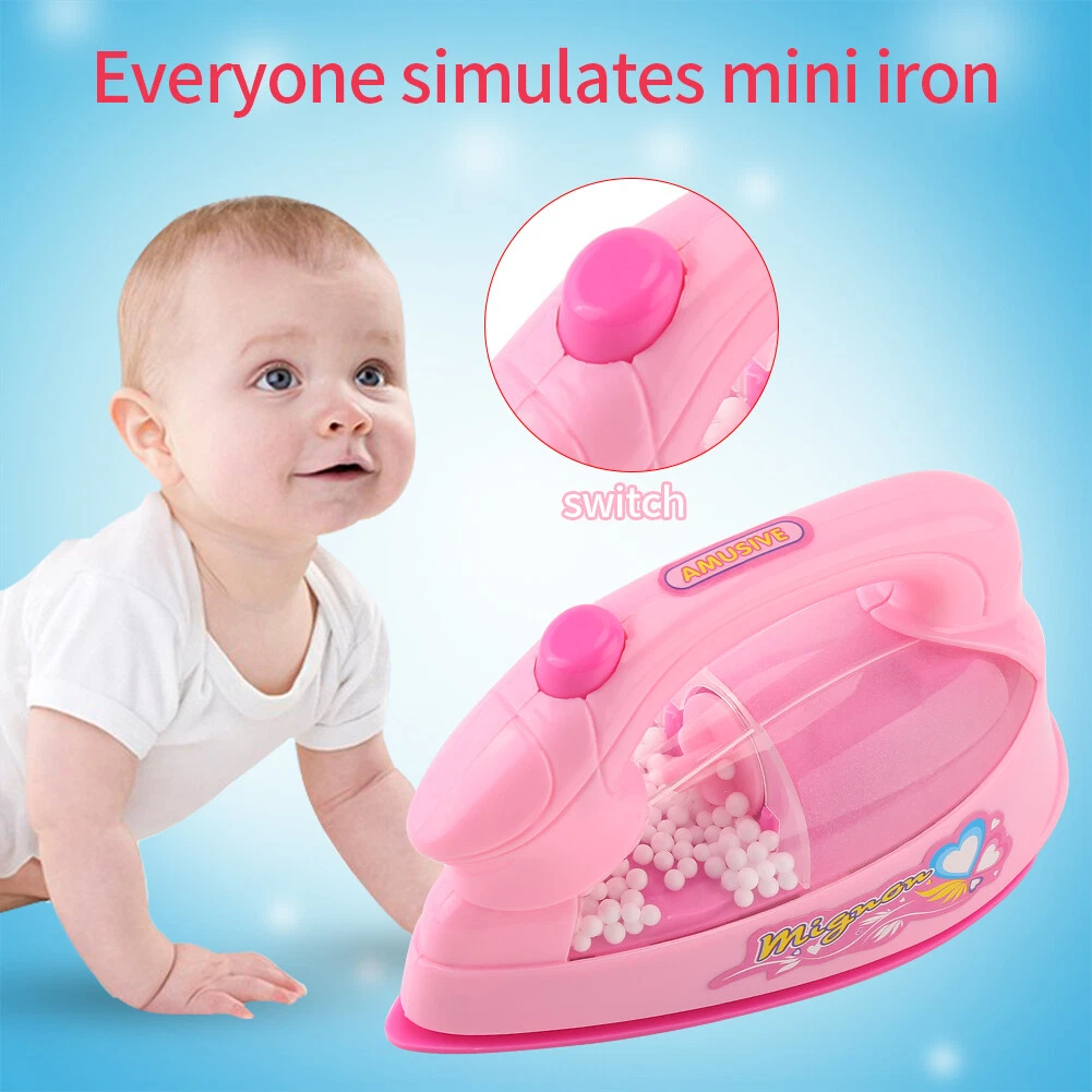 Plastic Mini Electric Iron Toy Pink/Blue Kids Children Baby