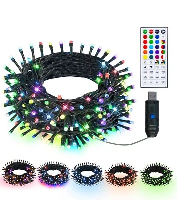 DAZZLE BRIGHT Color Changing Christmas Lights 100 LED RGB String Lights USB Powered 33FT