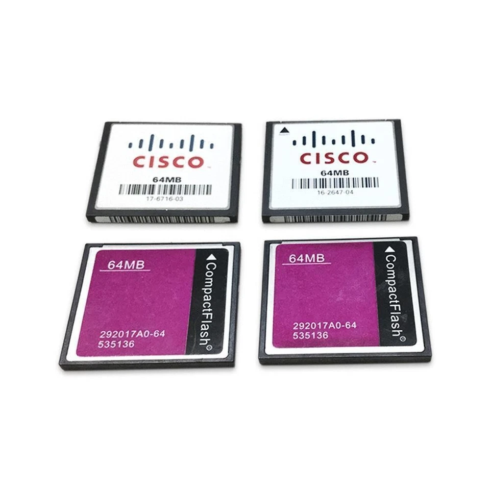 Lote de 4 tarjetas de memoria Cisco Compact Flash CF de 64 MB para 2801 3800 1900 | Probadas Foto 3 de 3