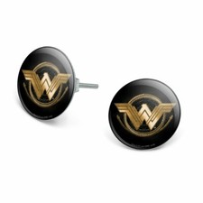 Wonder Woman Movie Golden Lasso Logo Novelty Silver Plated Stud Earrings