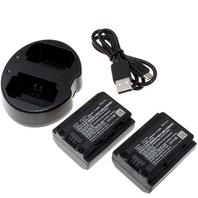 Akku-Ladestation Dual + 2x Akku Sony A7 A7R A9 Mark 3 ILCE-73M 7M3K 7RM3 Alpha