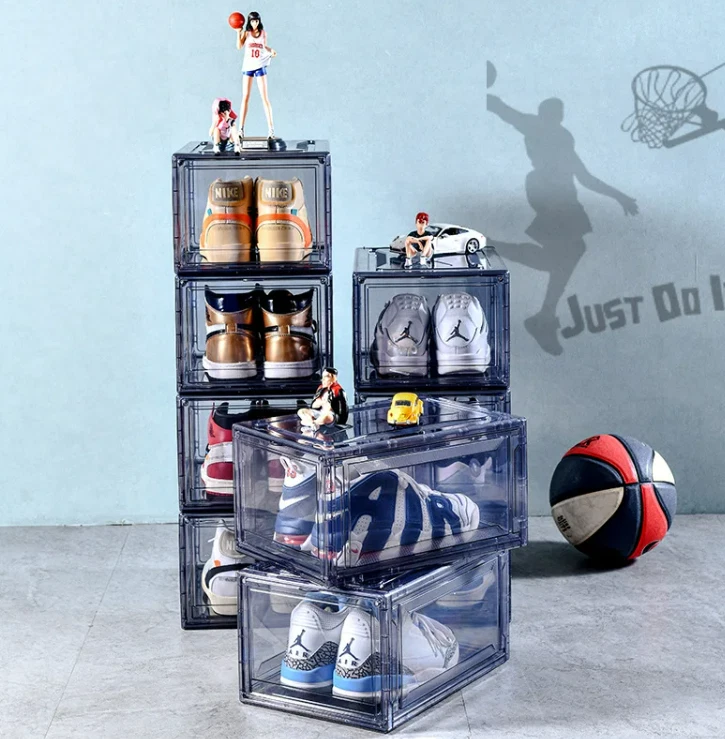 Magnetic Shoe Box Acrylic Storage Boxes Clear Front Open Sneaker Organizer - Image 2 of 4