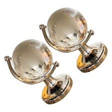 2 Pcs Crystal Globe Travel Office Antique Small Decoration World with Stand