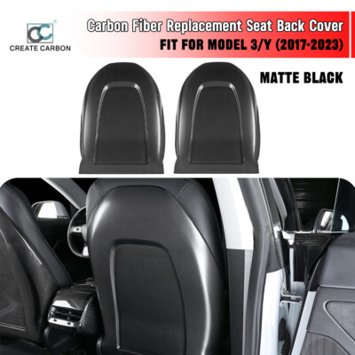 2pcs Carbon Fiber Seat Back Cover Replacement For Tesla Model 3/Y (2017-2023)