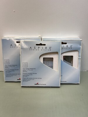 Cooper Aspire 9522WS screwless wall plate 2-Gang white satin Lot Of (5) NOS
