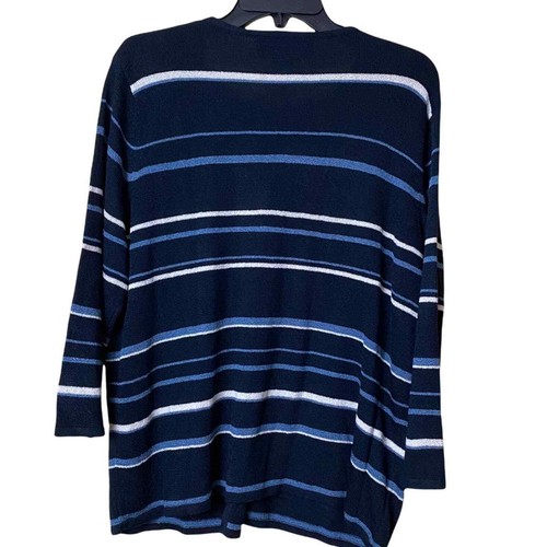 Sag Harbor Striped Blue Cardigan Set Size Large - Picture 5 of 5
