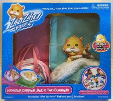 Zhu Zhu Pets Hamster Pet Carrier, Bed, 2 Blankets BLUE PINK New in Box