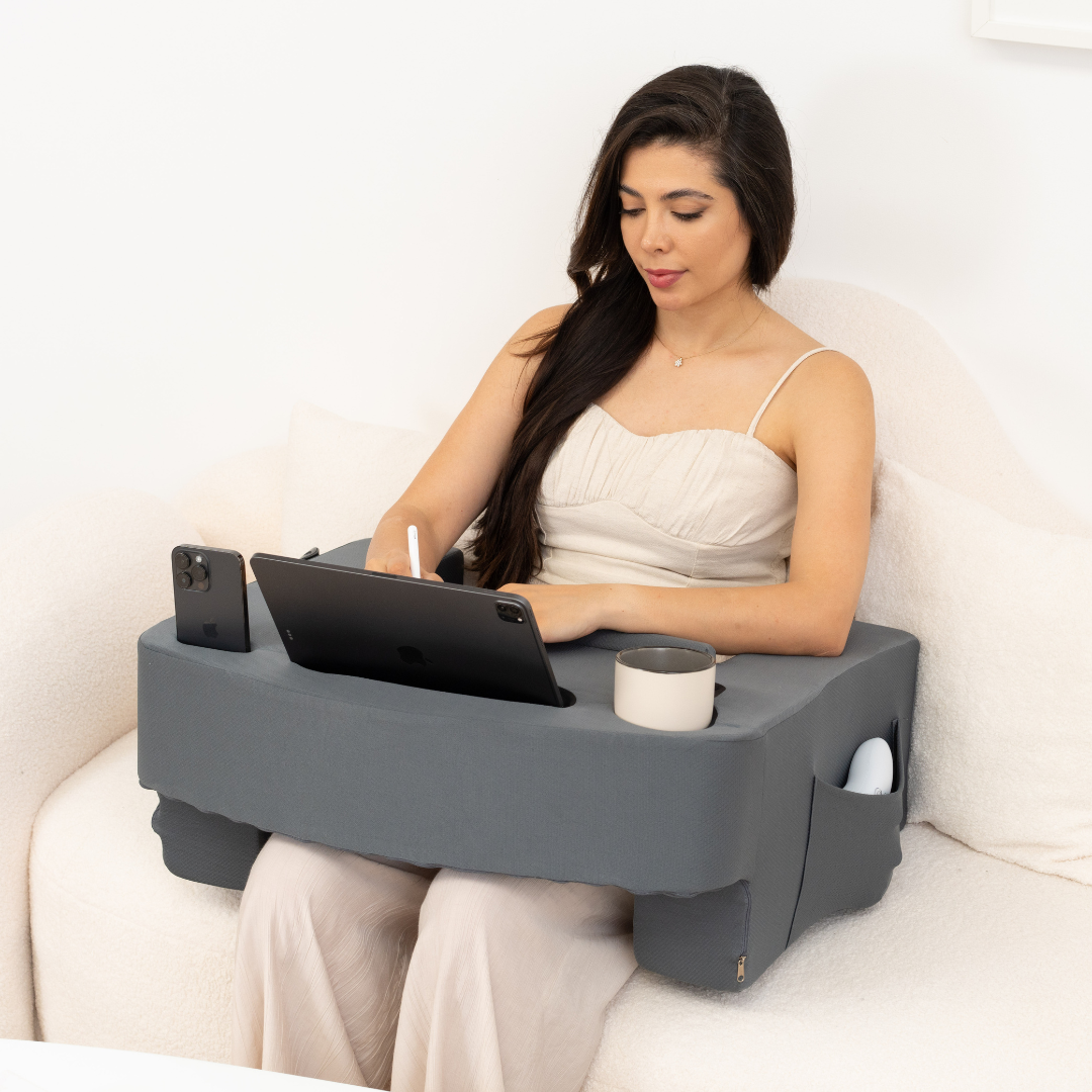 Reading Pillow Ergonomic Lap Desk Armrest with Cup Phone