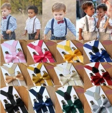 Suspender and Bow Tie Colors Baby Toddler Kids Boys Girls Child SETS USA seller