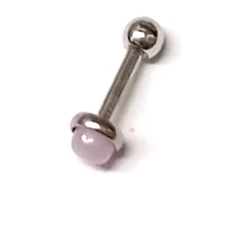 Cartilage/Tragus Ear Opal Pink 3mm Gem 16 Gauge 1/4" Steel 