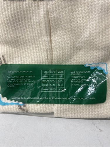 Vintage Boys Cotton Poly Blend Thermal Underwear Large Made In USA North Point - Picture 3 of 4