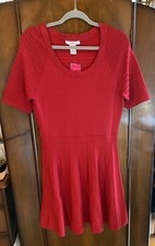 Candies Womens Red Flare Textured Sweater Dress XL... NWT