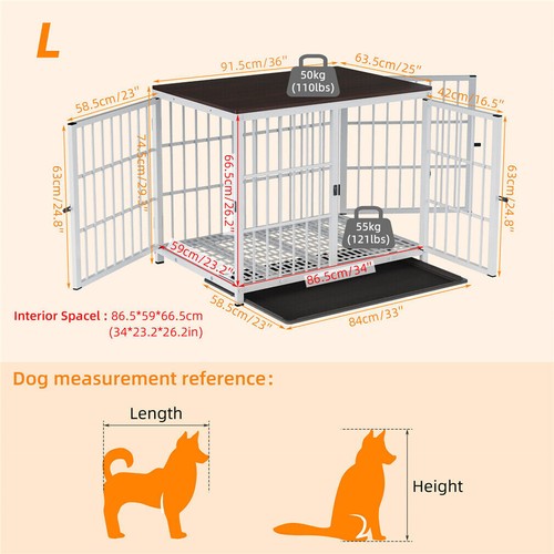 Heavy 10mm Thicken Tube Metal Dog Crate Table Pet Cage Kennel Furniture with Pan - Picture 31 of 32