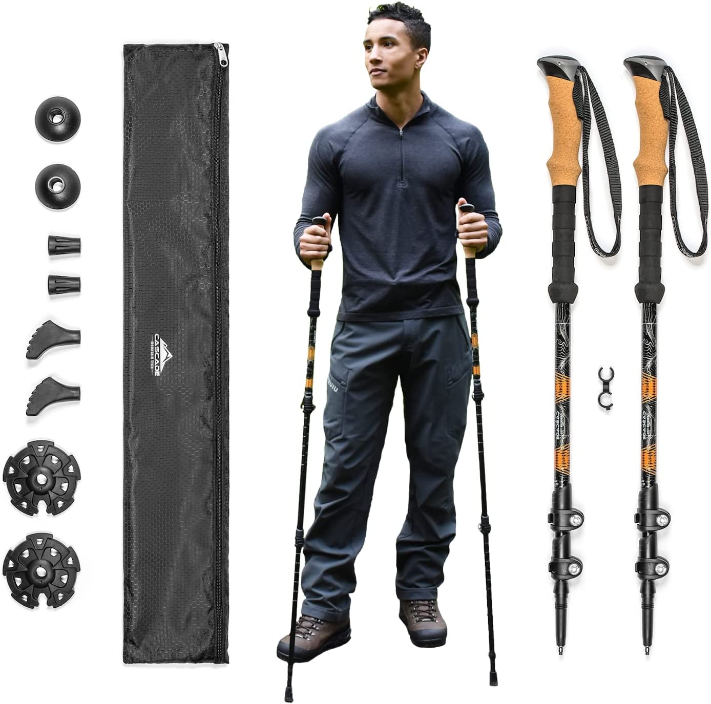Lightweight Aircraft-Grade Aluminum Trekking Poles with Extended Down Grip for Enhanced Stability and Comfort on Trails