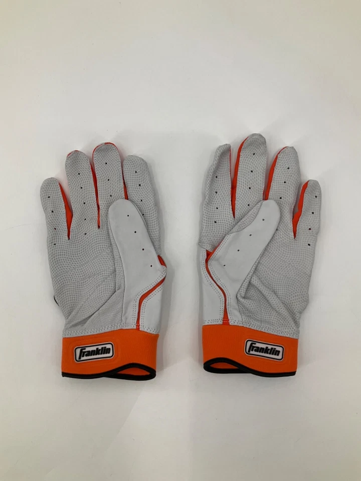 GUANTES DE BÉISBOL NUEVOS EMITIDOS POR EL EQUIPO MLB FRANKLIN NARANJA Y BLANCO TALLA: MEDIANOS Foto 2 de 2