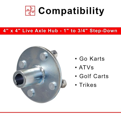 4" x 4" Go-Kart Live Axle Hub with 1" to 3/4" Step-Down for Gokart, Quad, ATV - 第 7/9 張圖片