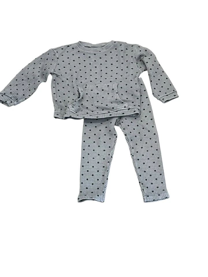 ZARA NIÑO PEQUEÑO 2-3 GRIS CONJUNTO CONJUNTO CONJUNTO WAFFLE PUNTO LUNARES SUDADERA PANTALONES Foto 2 de 4
