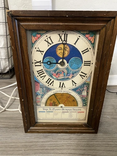 Vintage 1975 Burpee "Time to Plant Burpee Seeds" Centennial Clock Tested WORKS