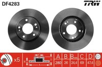 2X TRW DF4283 Bremsscheibe FüR Hyundai KIA