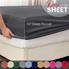 16" Extra Deep Bed Sheets Ultra Soft Mattress Cover Fitted Sheet Queen King Size