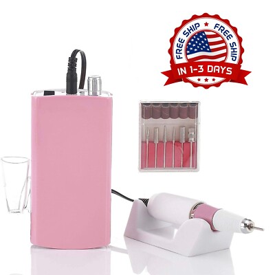Taladro de uñas portátil, lima de uñas eléctrica recargable (rosa puro) NUEVO US