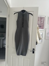 Grey Silver bodycon bandage midi dress Size 6 Missguided 