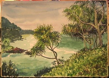 F. Alvin Zimmereli  water color Hawaii Pacific paradise