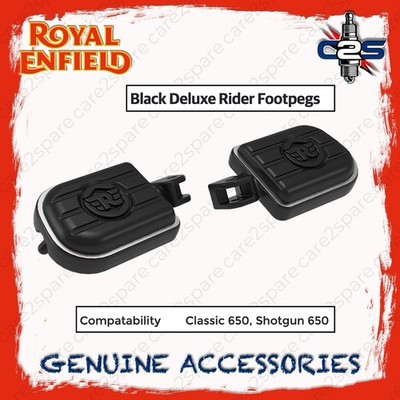 Schwarze Deluxe Fahrer Fußrasten für Royal Enfield Shotgun 650 Classic 650 KX...