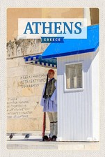 Holzschild 18x12 cm Athens Greece Evzone Wache Bildmotiv Reisemotiv Abenteuer Re