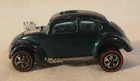 SCARCE COLOR!  1968 MATTEL HOT WHEELS "CUSTOM VW BUG" REDLINE IN DEEP AQUA!