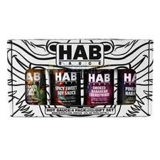 HAB Sauce Gift Set 4 Pack Hot Sauce Vegan Medium Heat Habanero SQ2600237