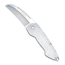 Spring-Loaded Folding Mustache Comb, Metal Beard Comb for Men Pocket Mini Portab