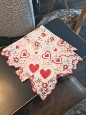 Vintage Hankie Valentine Hearts Arrows Scalloped SWEET