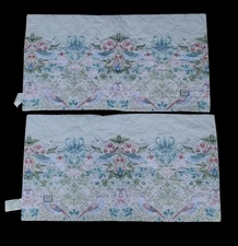 William Morris Home King Pillow Shams Set Arts & Crafts Bird Floral 100% Cotton