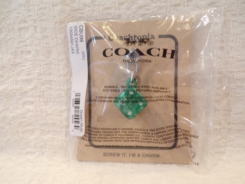 NWT Coach Coachtopia GREEN Dice Screw On Purse Bag Charm CBU98 Recycled Acrylic